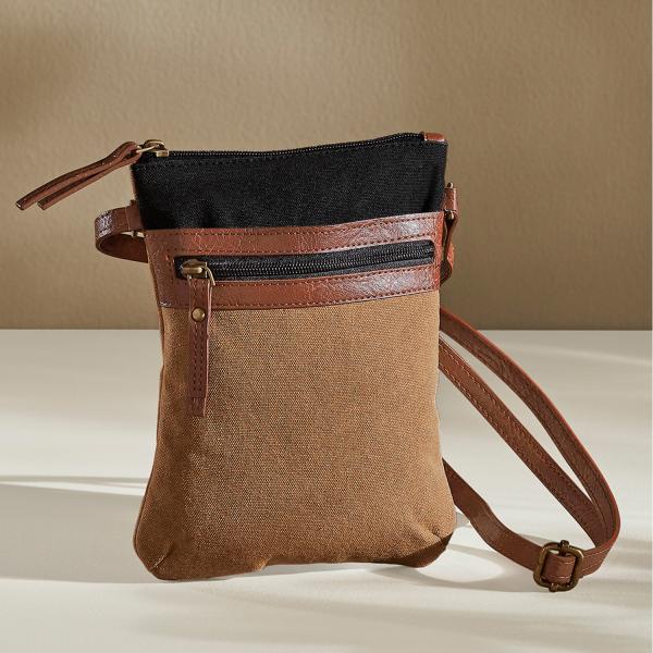 Mona B Canvas Small Messenger Crossbody Vintage Sling Bag with Stylish Design for Women (Brown