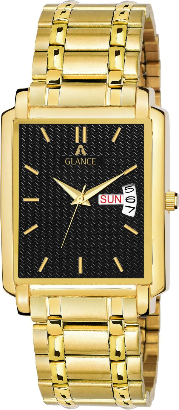 Aglance Analog Black Dial Gold Strap Watch For Men JioMart