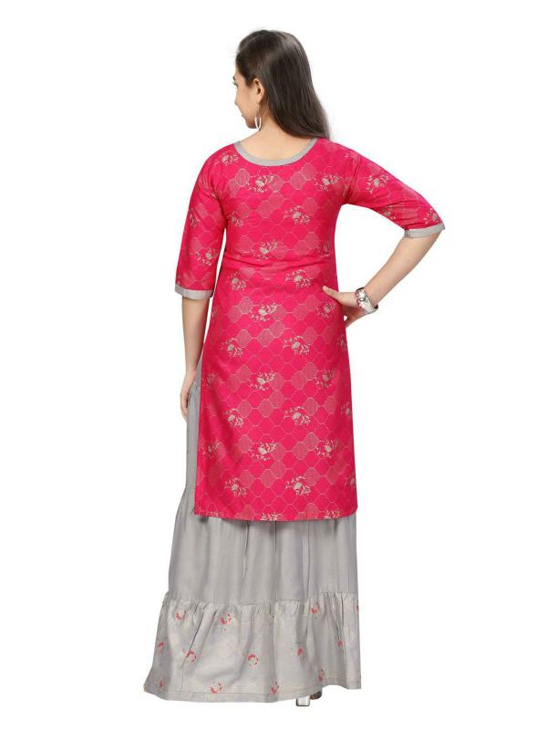 Aarika Girls Dark Pink Printed Cotton SkirtSuit Set JioMart