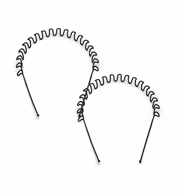GADINFASHION Black Metal Womens Wavy Zigzag Hair Bands (Pack of 2