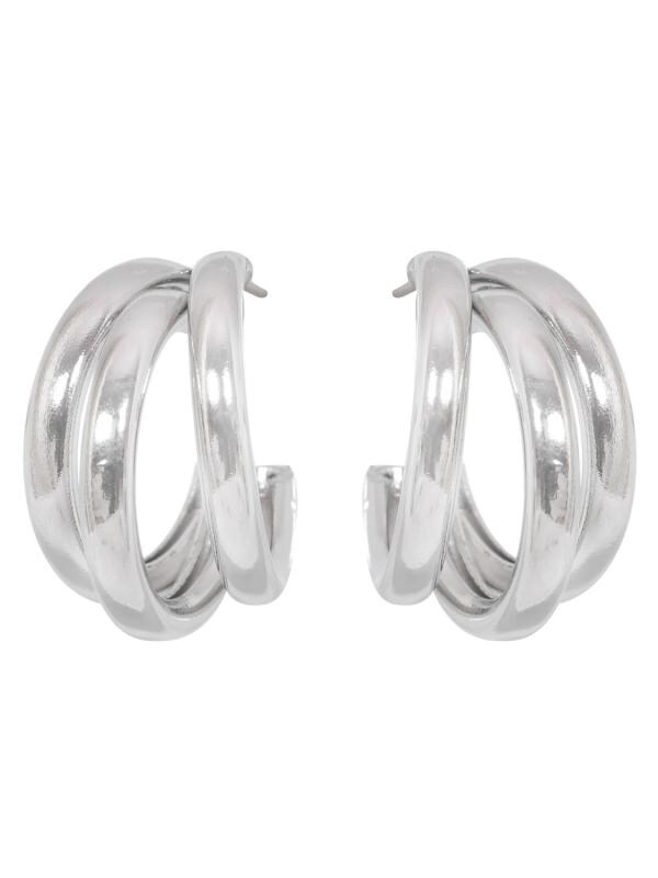 Crunchy Fashion Silver Tonned Studd Hoop Earring JioMart
