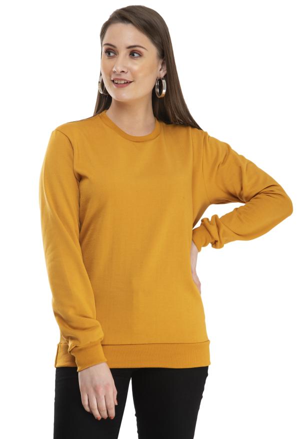 IndiWeaves Women Fleece Warm Sweatshirt for Winters (Pack of 1) Yellow