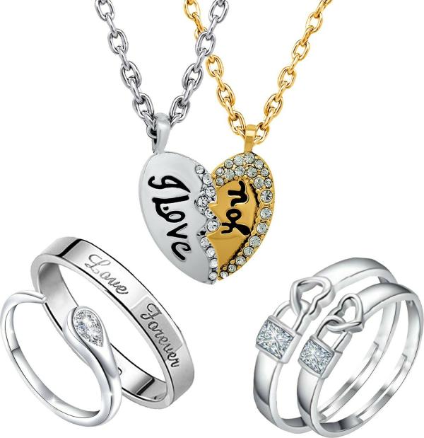 Mahi Men & Women Rhodium Plated Alloy Jewellery Set (White) JioMart