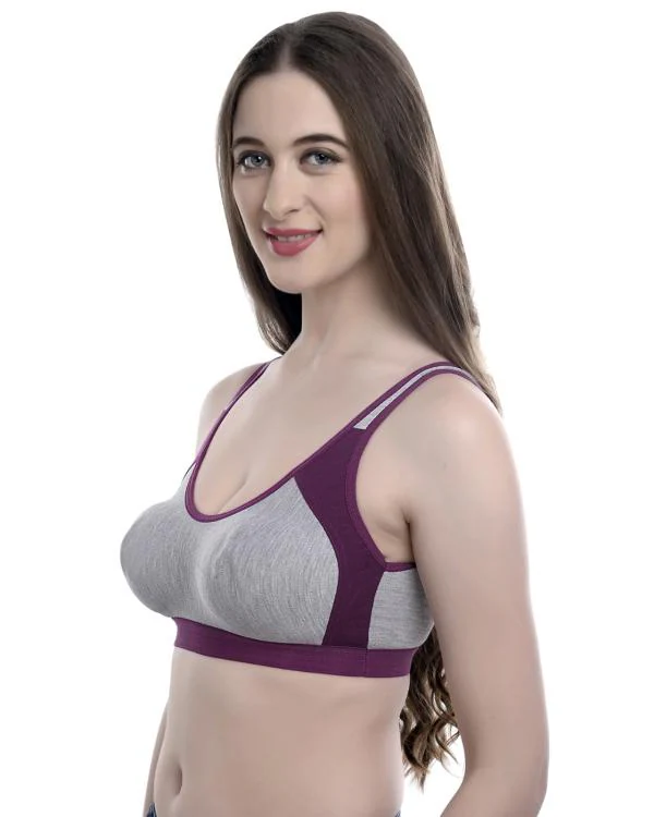 LooksOMG's Cotton Lycra double layer Sport Regular Bra in Dark Blue
