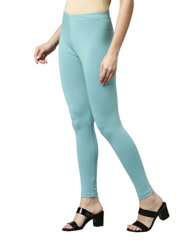 Go Colors Women Light Blue Solid Stretch Leggings JioMart