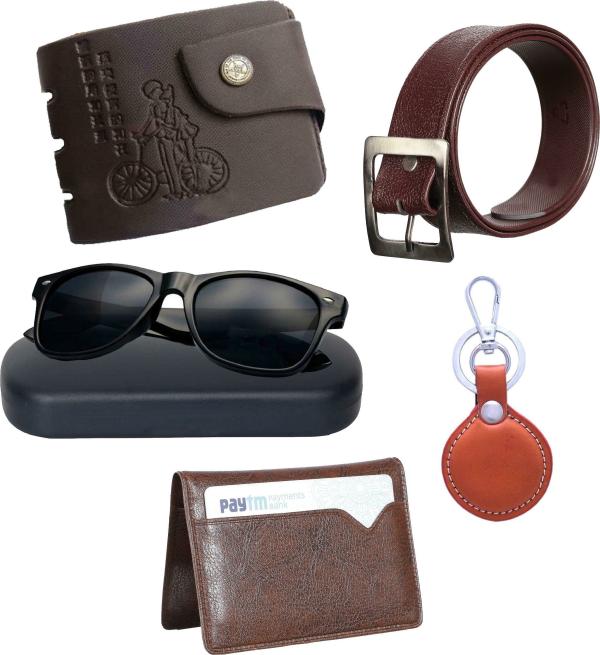 Mundkar Men Wallet,Sunglass,Card Holder,Belt And Keychain Combo JioMart