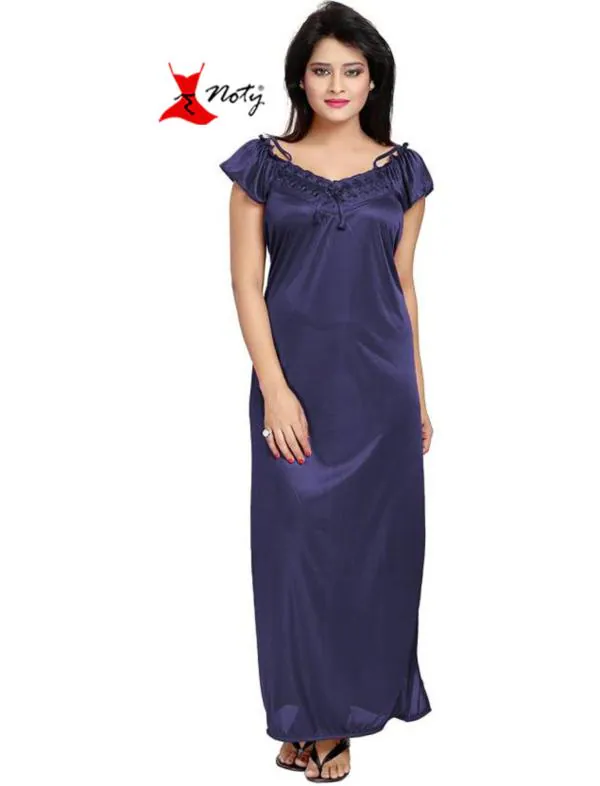 Noty Women's Nightwear Set Nighty/Robe/Top/Pyjama Satin Fabric 4 Pc