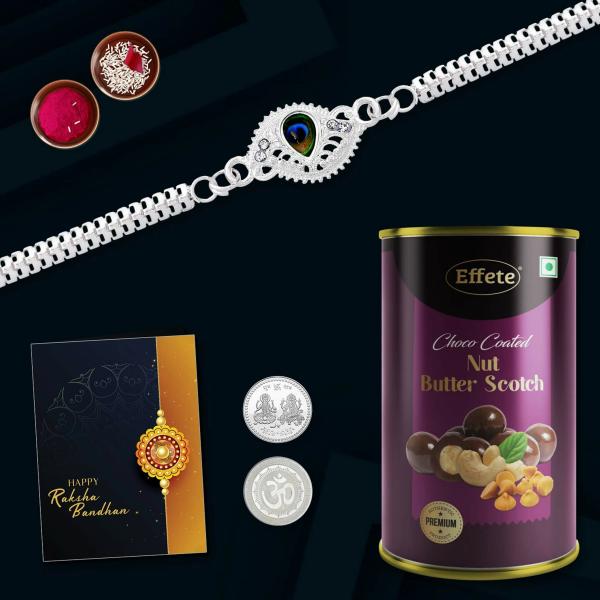 Deodap Multicolor Rakhi With Chocolate, Roli Chawal, Pair Of Pooja Coin