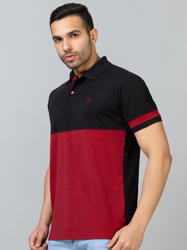 Ekom Men's Regular Fit Polo Shirt Half Sleeve Striped Polo T Shirt Colourblock Polo Tshirt