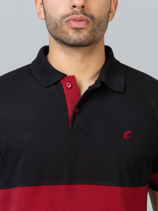 Ekom Men's Regular Fit Polo Shirt Half Sleeve Striped Polo T Shirt Colourblock Polo Tshirt