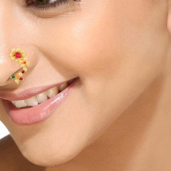 ADMIER Maharashtrian Diamond Banu marathi Nose pin Nath Nose Ring for