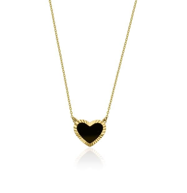Fira Gold Color Fancy Black Heart Silver Necklace JioMart
