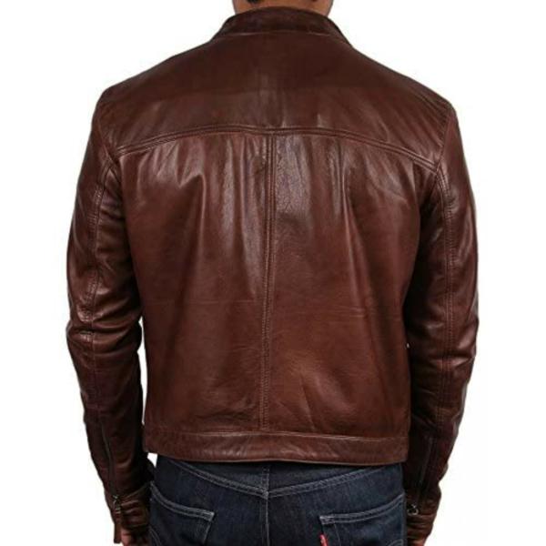 Hiller Men Dark Brown Leather Jacket JioMart