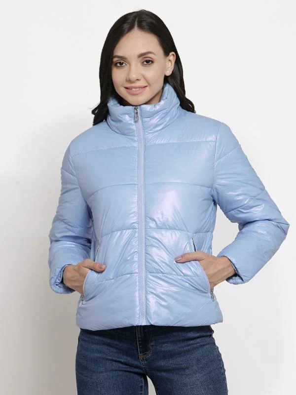 Mode By Red Tape Women Powder Blue Jacket JioMart