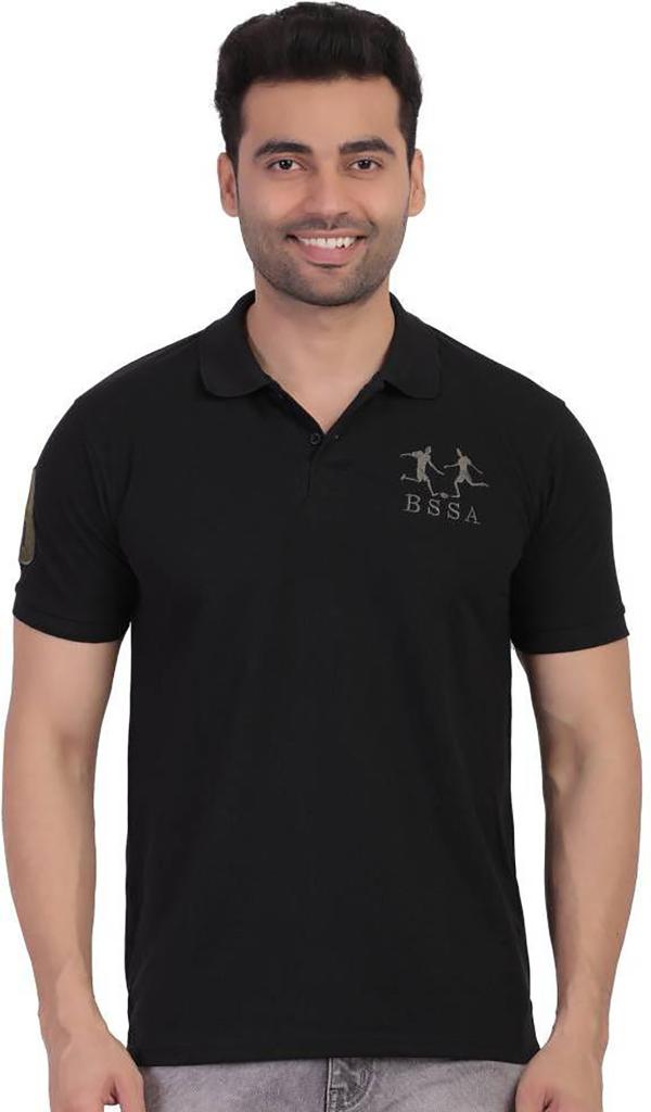 Barcelona Mens Black Solid Pure Cotton Polo Neck TShirt (XL) JioMart