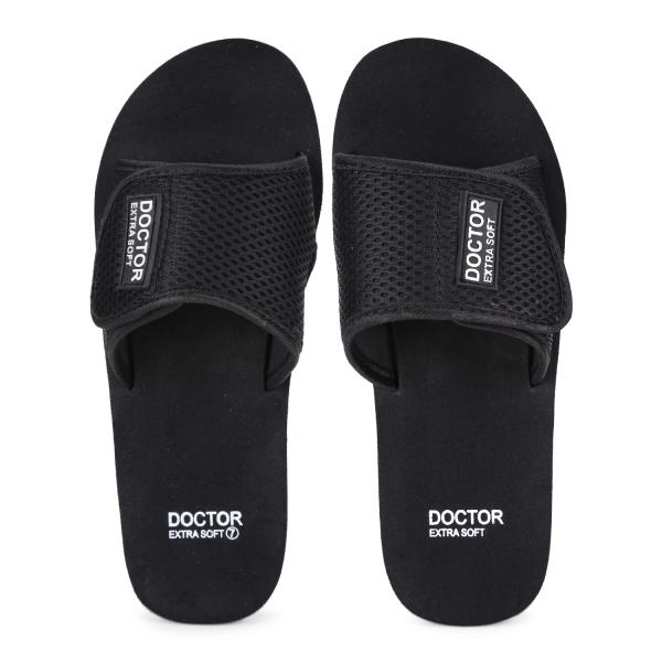 DOCTOR EXTRA SOFT Black House Slides for Men's Ortho Care Orthopaedic
