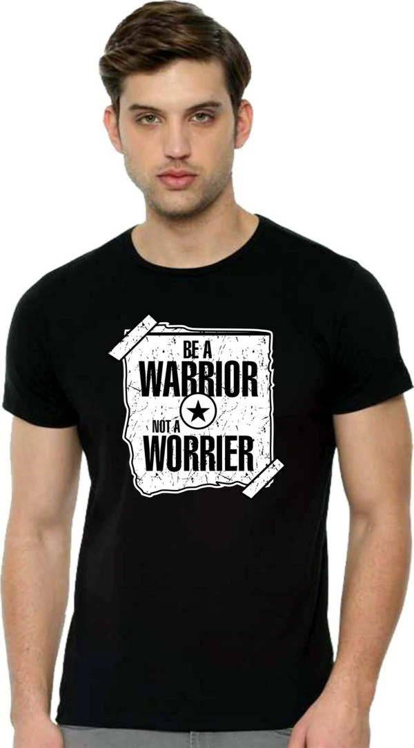 Tee Town Warrior Cotton Round Neck Tshirt for mens Black JioMart