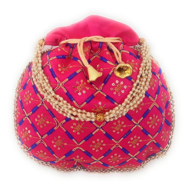 Embroidered Chokda Design Pink Potli Bag JioMart