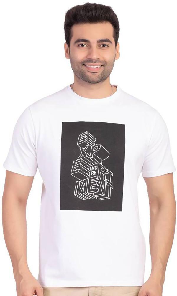 Barcelona Mens White Printed Pure Cotton TShirt (XL) JioMart