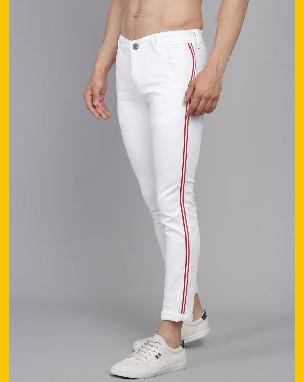 PODGE Men's Slim Fit White Jeans JioMart