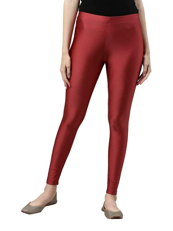 Go Colors Women Red Solid Stretch Leggings JioMart