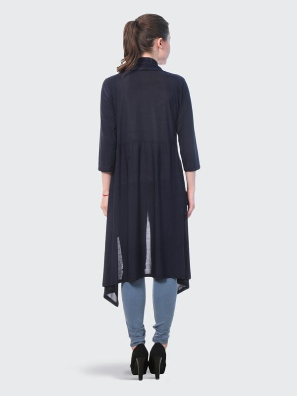 BuyNewTrend Women Navy Hosiery Long Shrug JioMart