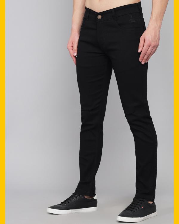 PODGE Men's Slim Fit Black Jeans JioMart