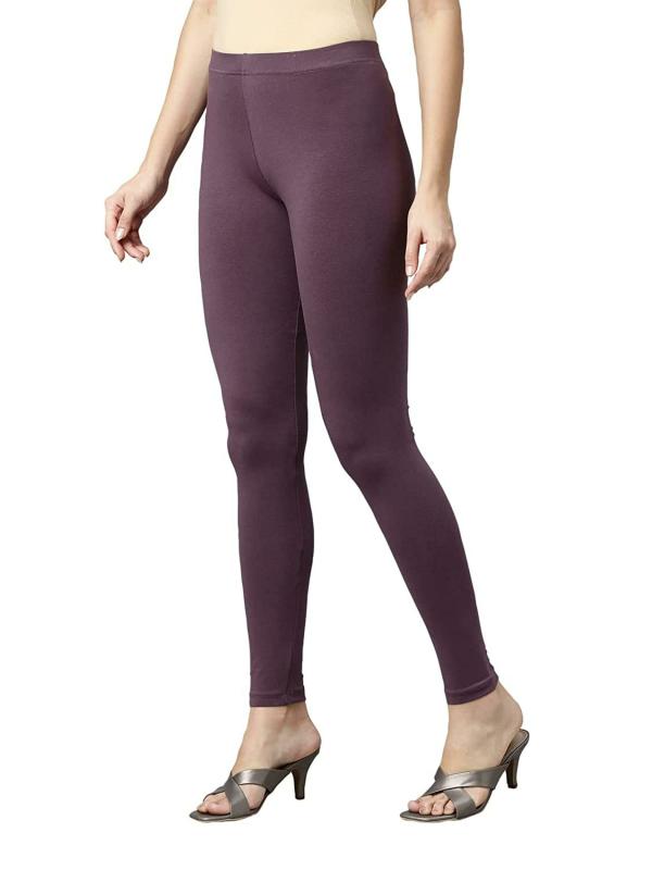 Go Colors Women Purple Solid Stretch Leggings JioMart