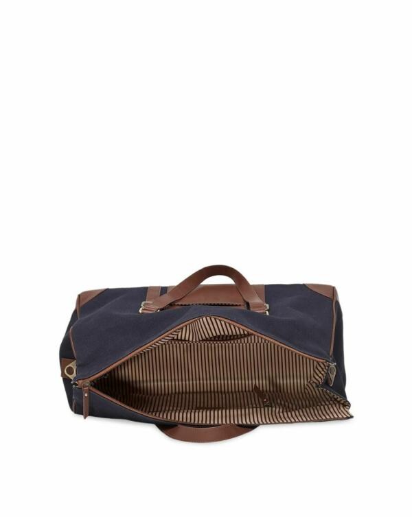 tohl Navy Blue and Brown Leather Duffel Bag Large JioMart