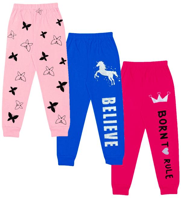 KUCHIPOO Girls Track Pants ( Pack of 3 , Multicolor) JioMart