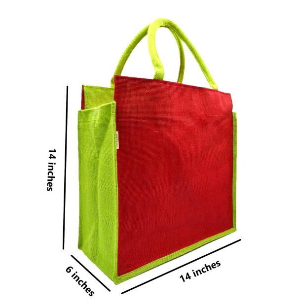 JUTEKA Red, Eco Friendly, Multipurpose Jute Bag with Zipper Closure