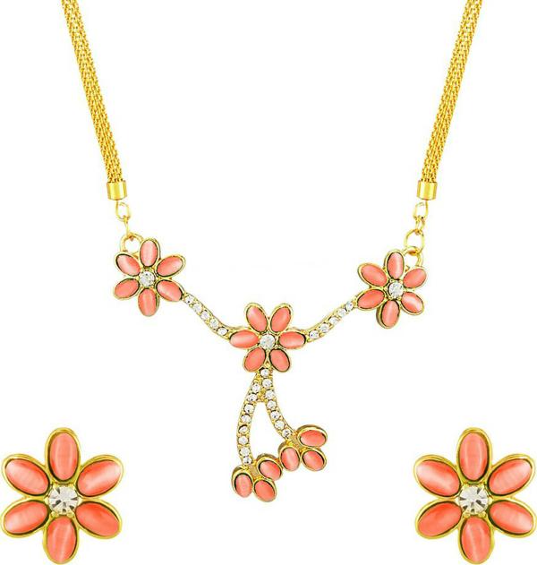 Mahi Women Gold Plated Alloy Jewellery Set (Orange) JioMart