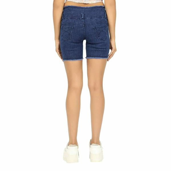 AngelFab Women Royal Blue Solid Denim Shorts JioMart
