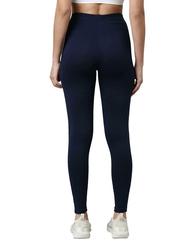 Go Colors Women Navy Solid Stretch Leggings JioMart