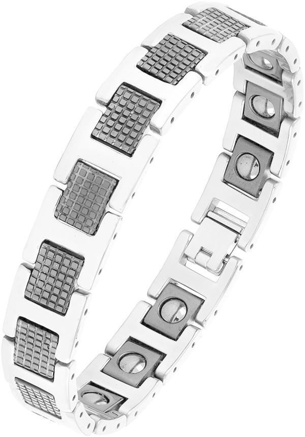 ZIVOM Black Ceramic Silver 316L Stainless Steel Bracelet For