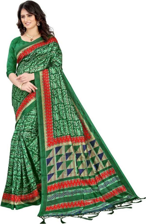 vairagee Women Green Solid Mysore Art Silk Saree JioMart