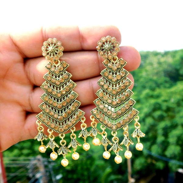 long party wear golden stone fancy earrings JioMart