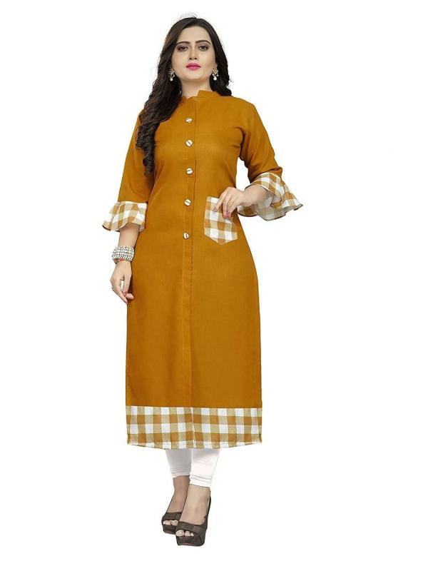 LERKIZA Women Gold Cotton Kurtis JioMart