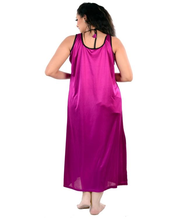 Women's Night Dress and Nighties Pink Satin Nightwear 2pc Robe & Nighty