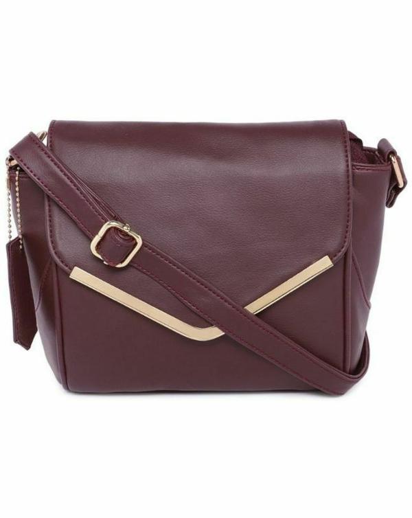 Anna Maroon Genuine Leather Sling Bag Large Size JioMart
