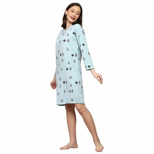 Aurea Full Sleeves Knee Length TShirt Nightgown Dress for Girls