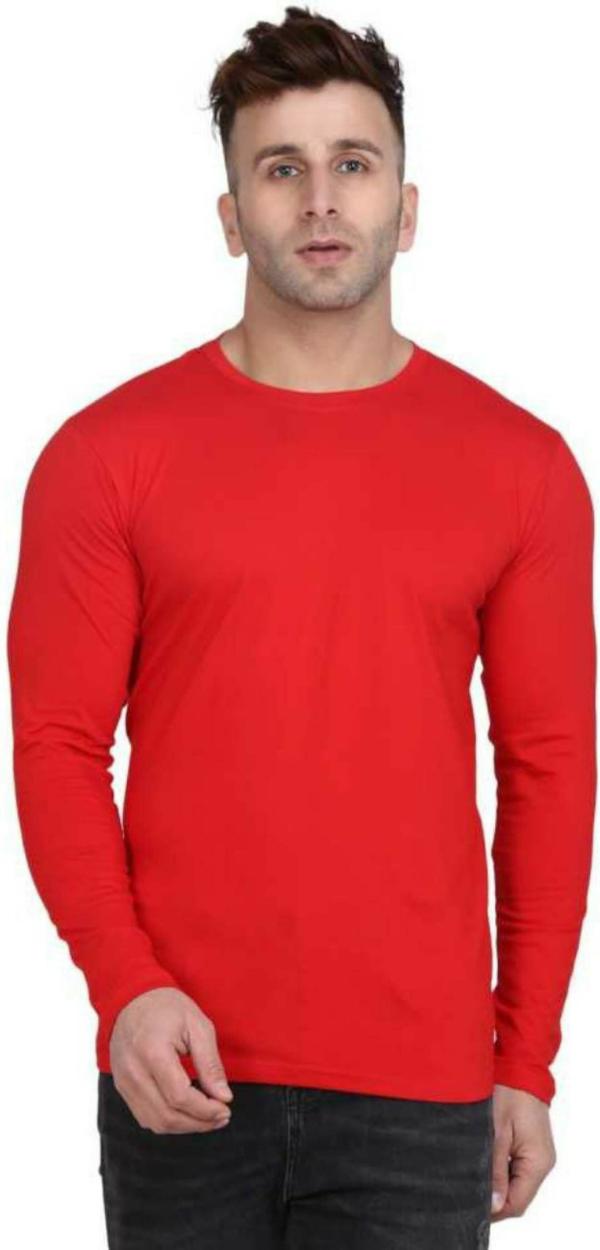 ZIMANTE Men Red Solid Cotton Blend T Shirt JioMart