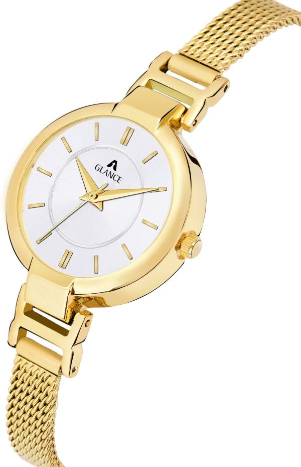 Aglance Analog White Dial Gold Strap Watch for Women JioMart
