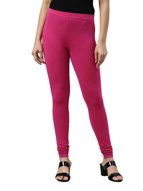 Go Colors Women Pink Solid Stretch Leggings JioMart