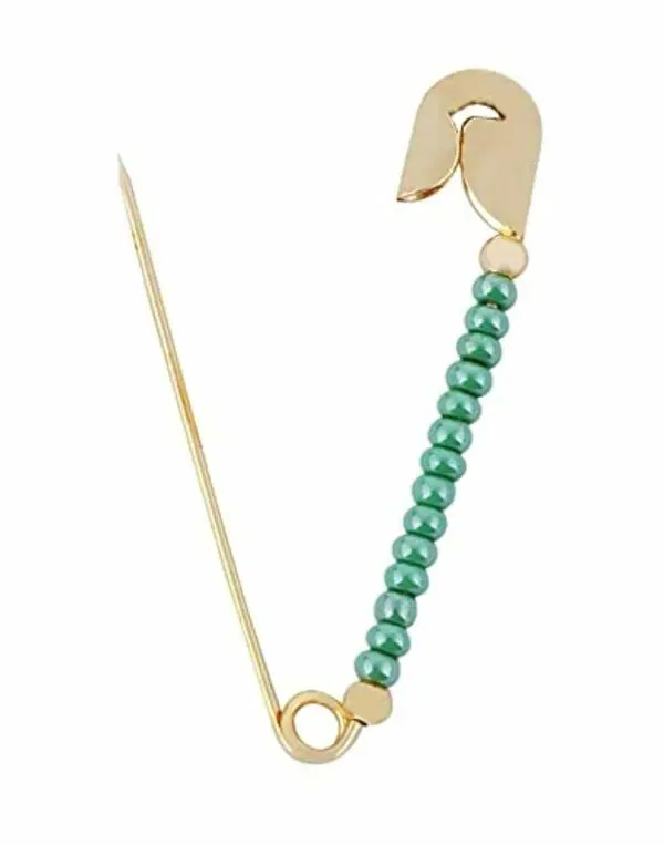 VAMA Colourful shining beads Golden safety saree Pins big size for