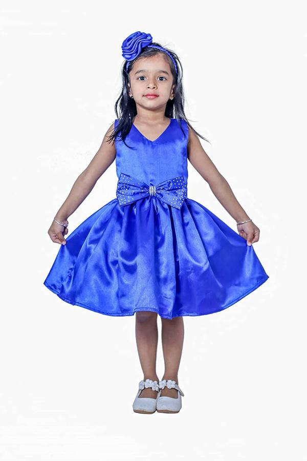 Wish Littlle Baby Girl Royal Blue Satin Solid Frock 910 Y JioMart