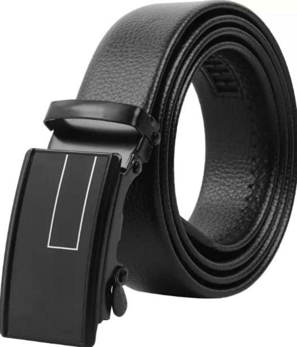 Shine Style Black Polyurethane (PU) Belt Belt Men Belt Leather