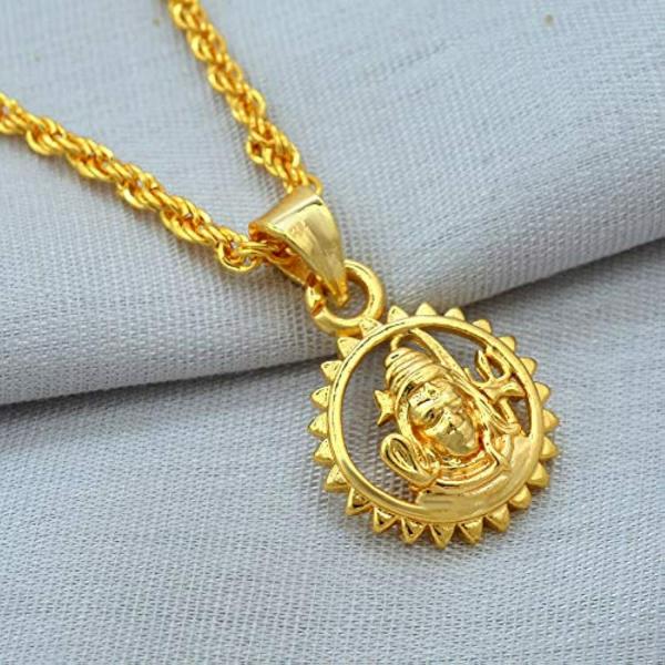 morir Gold Plated Brass Shiva Mahadev Bholenath Small Round Hindu God