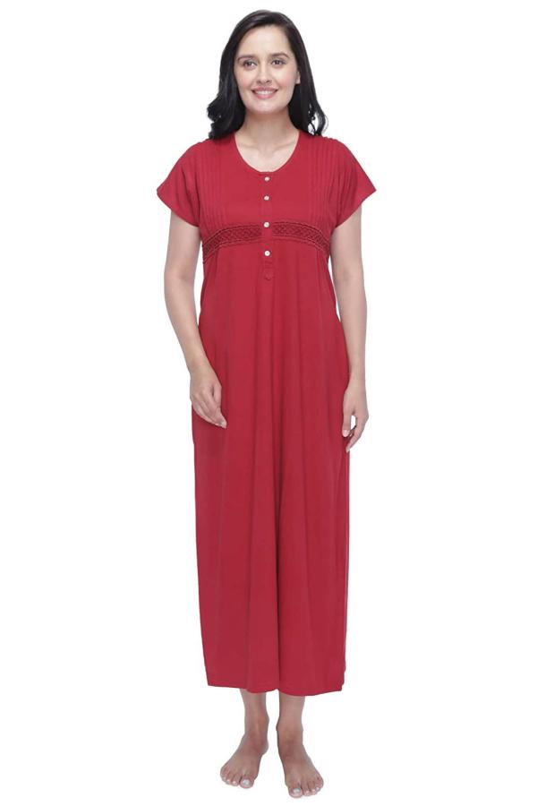 French Lime Women Red Cotton Nighties JioMart