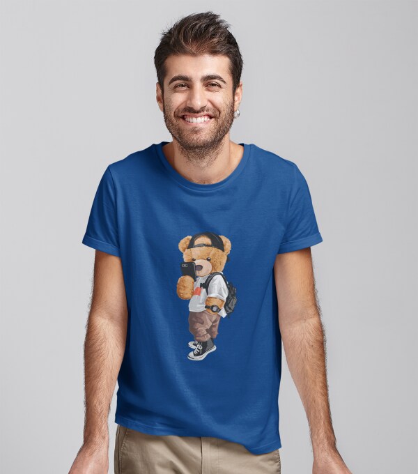STITCH KNOT Round Neck Selfie Bear Print TShirt JioMart